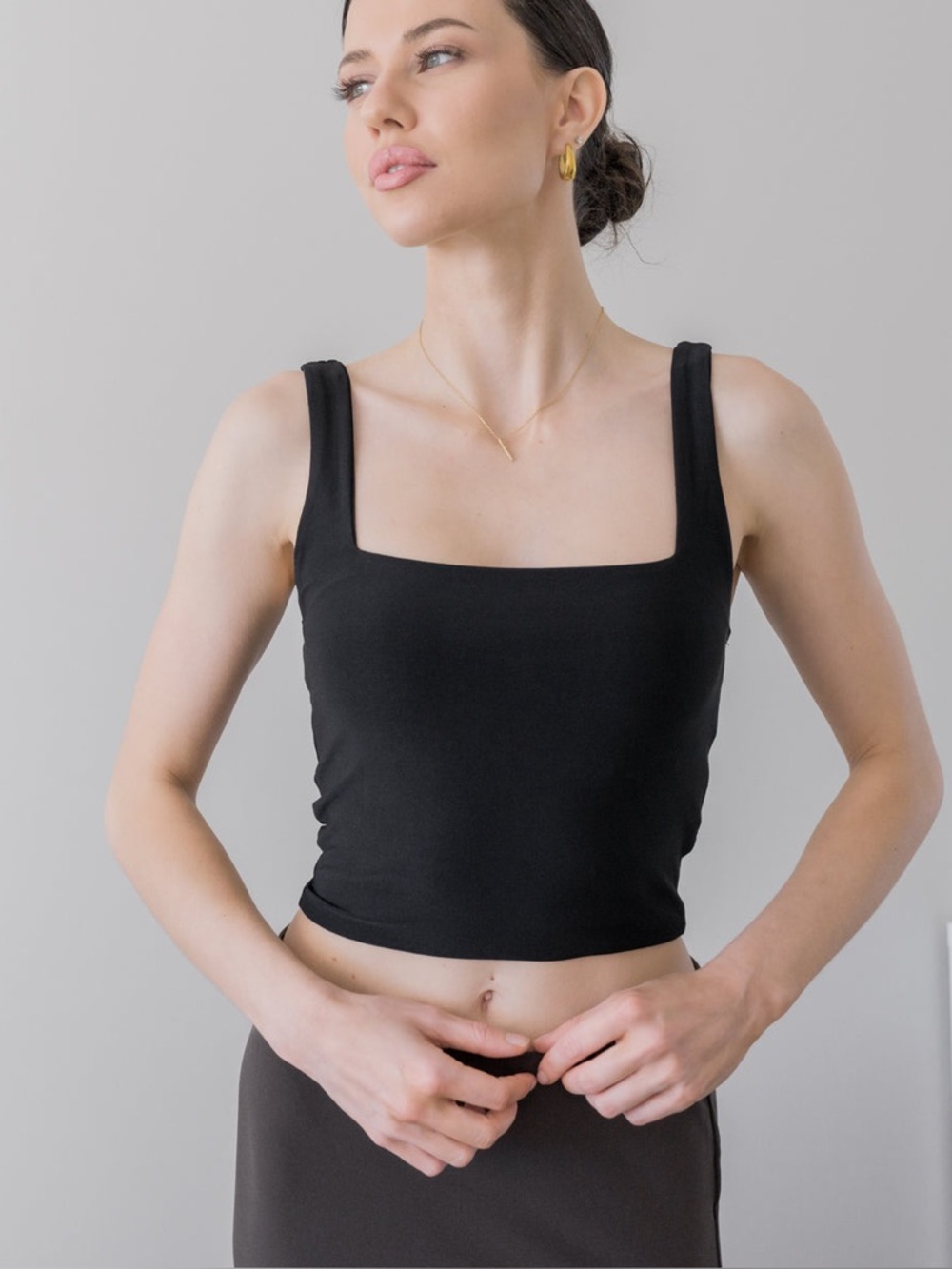 Double Layered Stretchy Black Cami